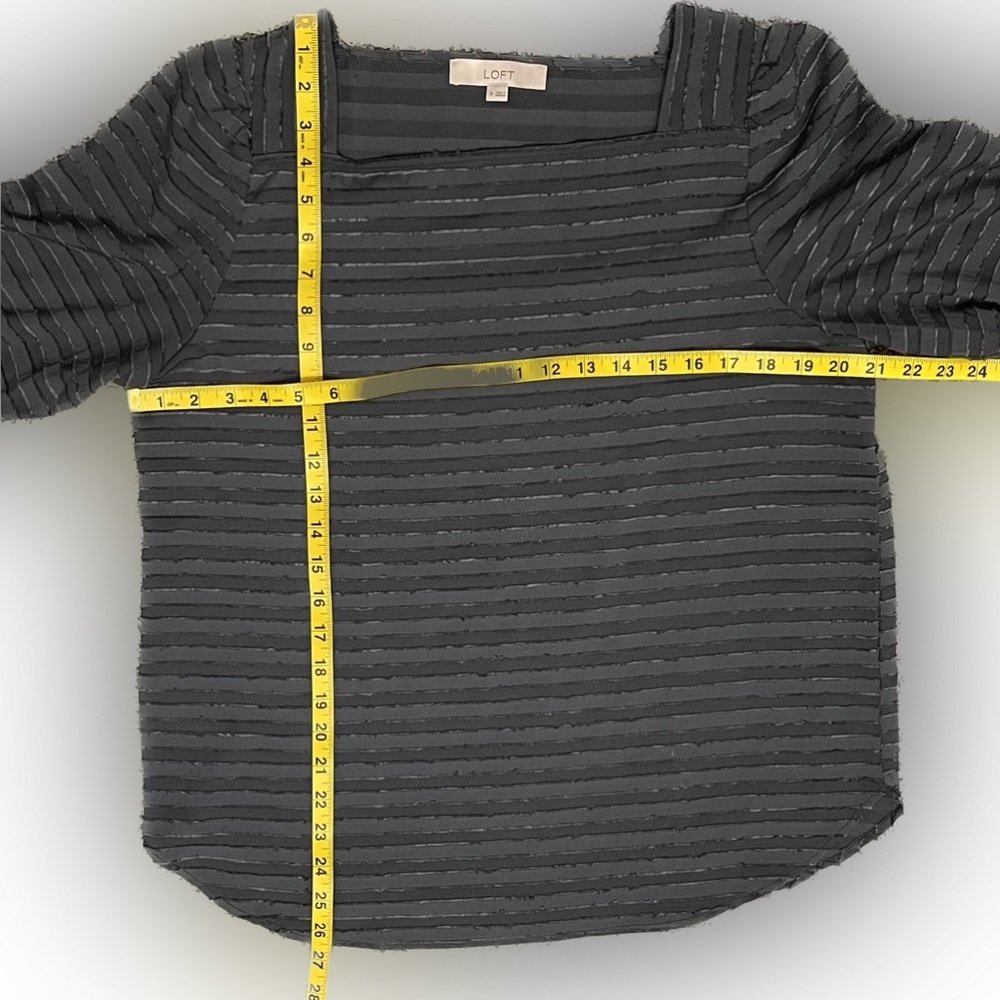 LOFT Square Neck Raised Stripe Long Sleeve Blouse - Picture 6 of 8
